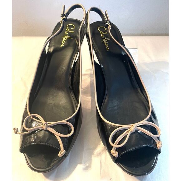 Cole Haan Air Talia Otbow black patent women's size 10.5 Medium peep toe shoe - Picture 1 of 11